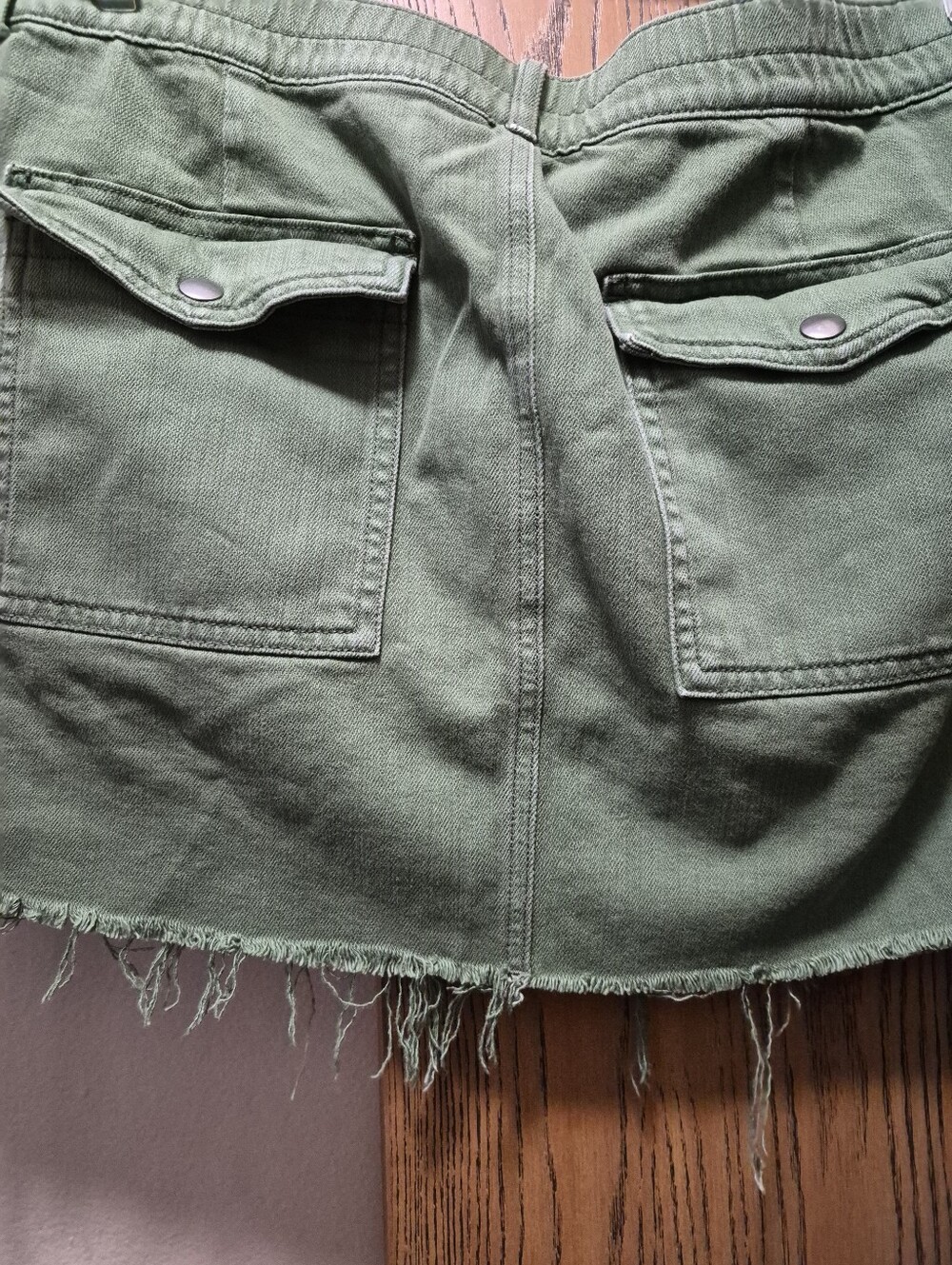 aerie Olive Green Utility Denim-Style Mini Skirt - Picture 9 of 9